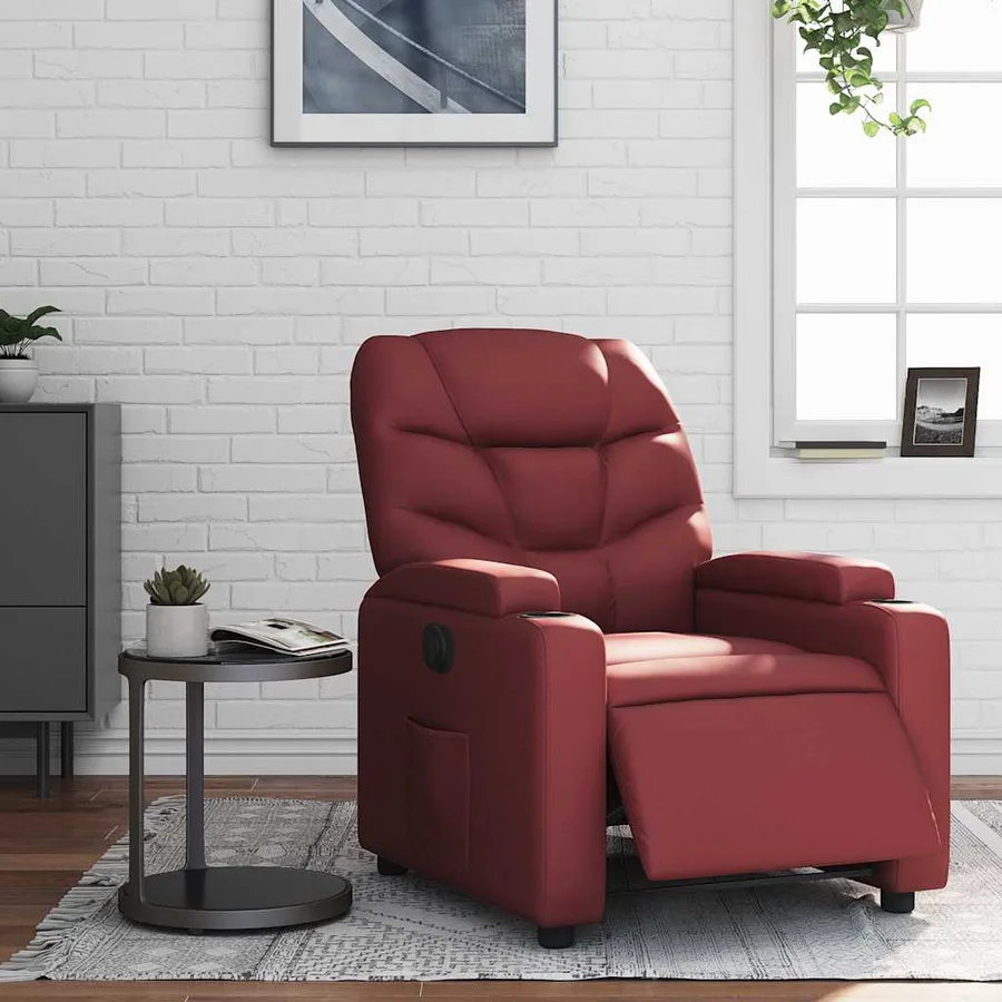 Fauteuil inclinable électrique Rouge bordeaux Similicuir - 15
