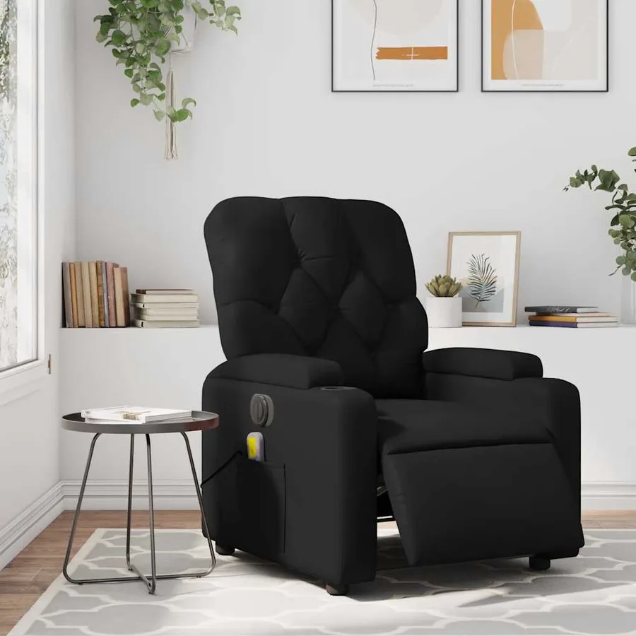 Fauteuil de massage inclinable électrique noir similicuir - 15