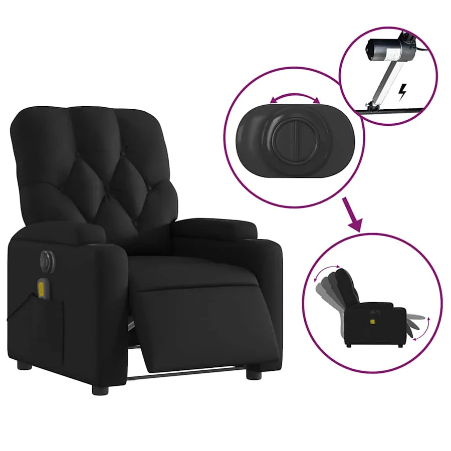 Fauteuil de massage inclinable électrique noir similicuir - 6