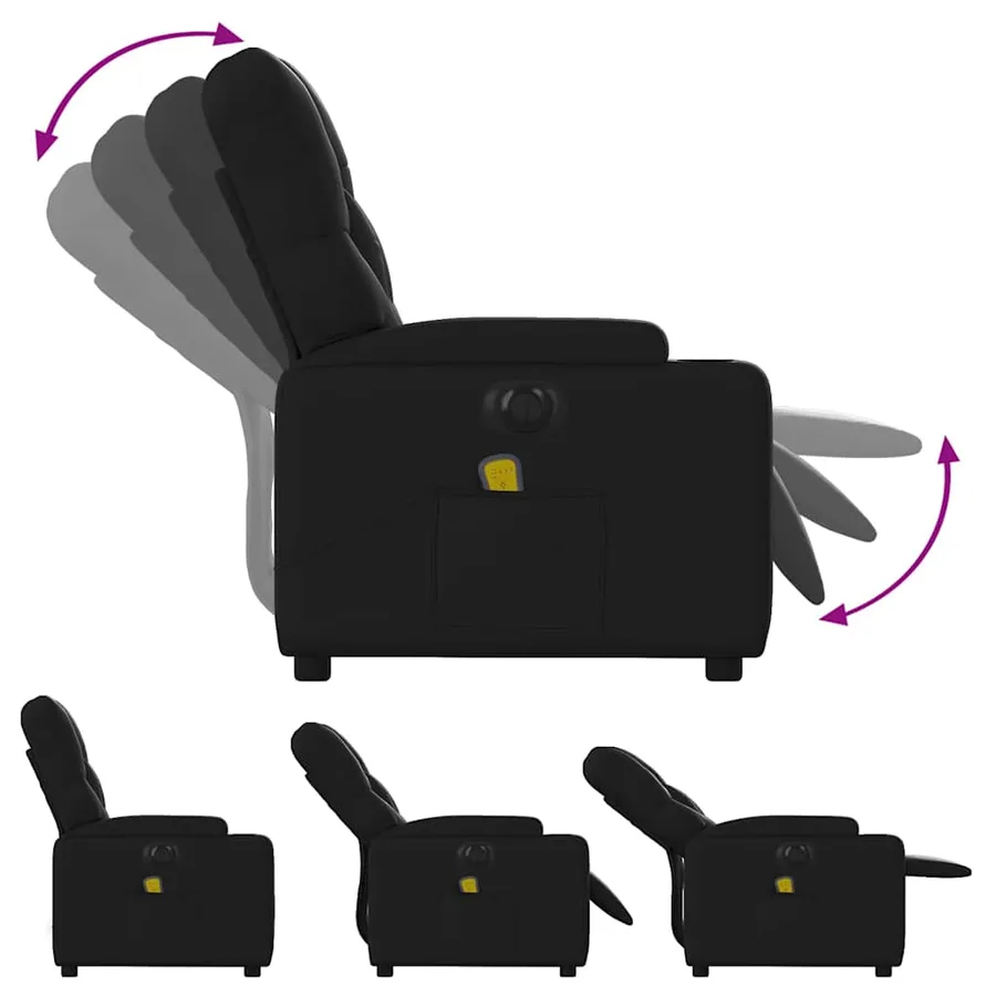 Fauteuil de massage inclinable électrique noir similicuir - 7