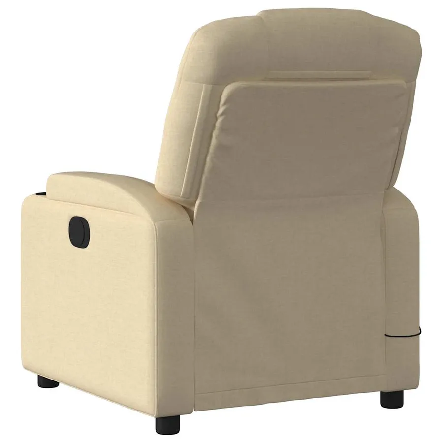 Fauteuil inclinable de massage électrique crème tissu - 5