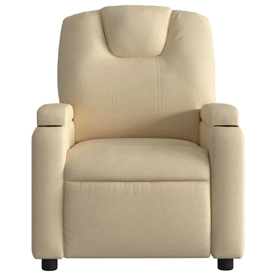 Fauteuil inclinable de massage électrique crème tissu - 9