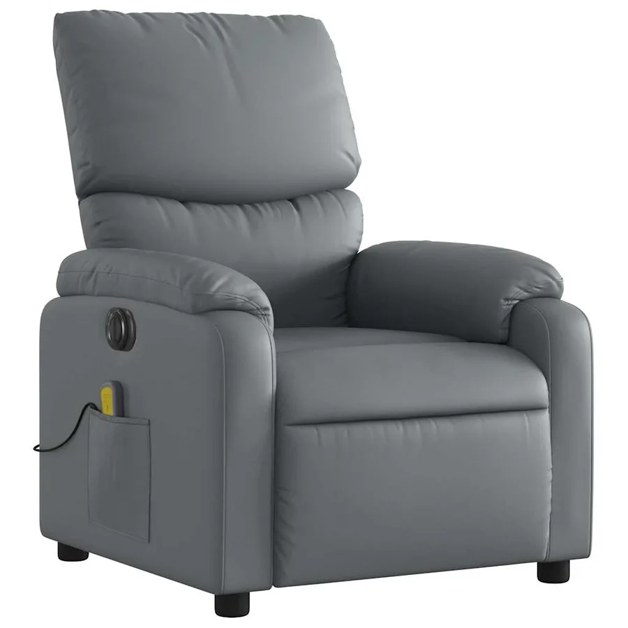 Fauteuil de massage inclinable électrique gris similicuir - 4
