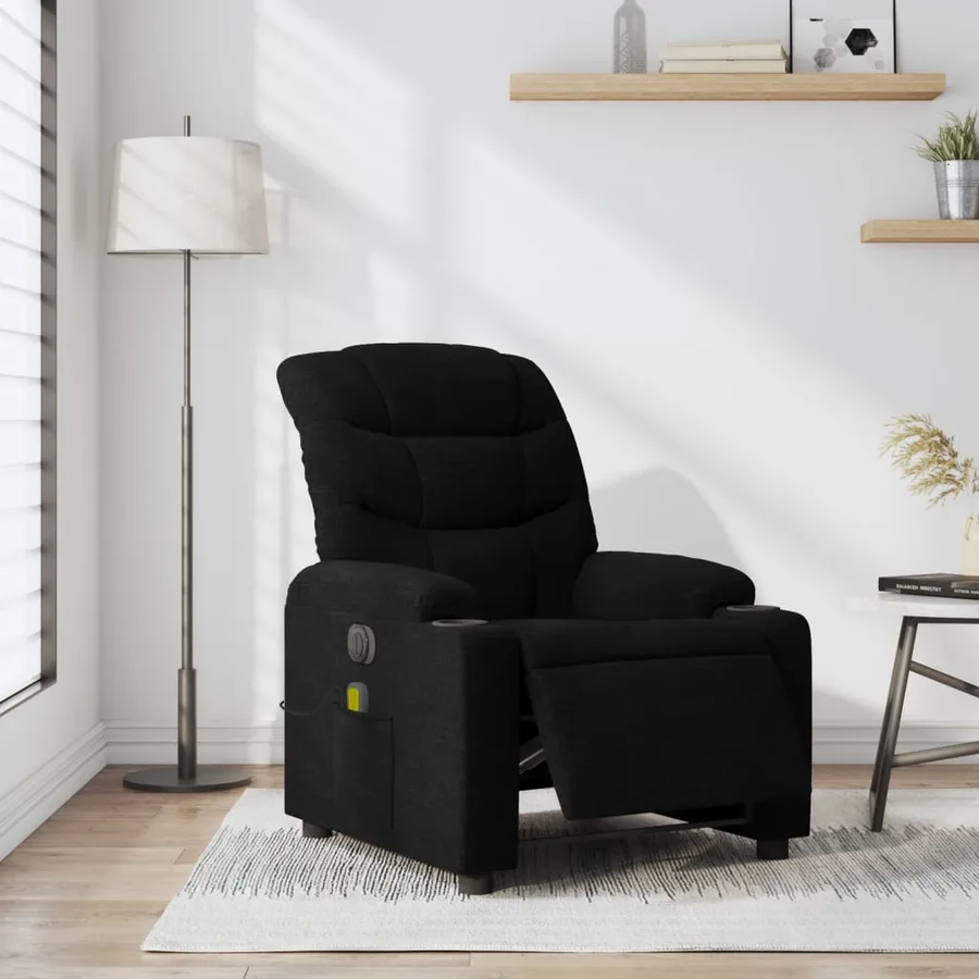 Fauteuil de massage inclinable électrique Noir Tissu - 15
