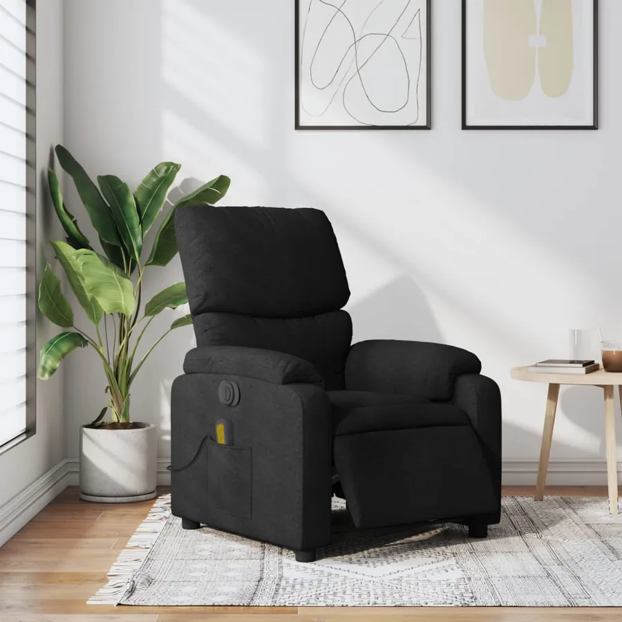 Fauteuil de massage inclinable électrique Noir Tissu - 16