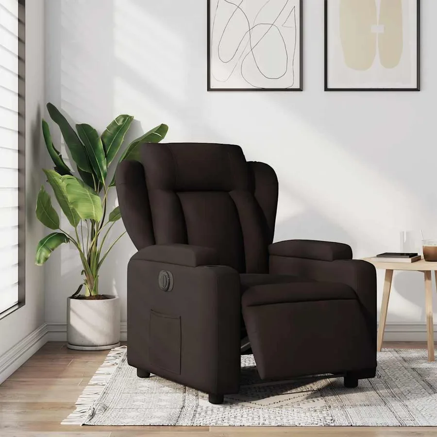 Fauteuil inclinable électrique Marron foncé Tissu - 16
