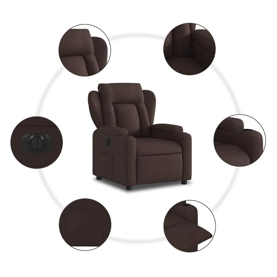 Fauteuil inclinable électrique Marron foncé Tissu - 8