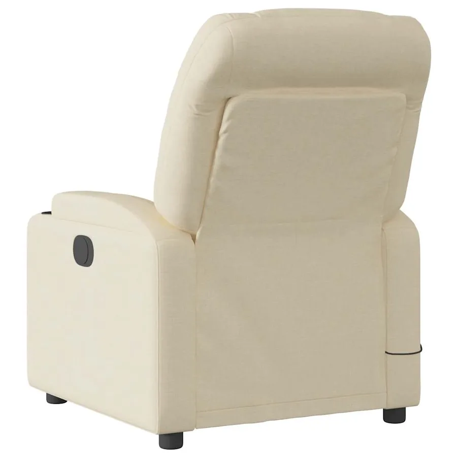 Fauteuil inclinable de massage électrique crème tissu - 5