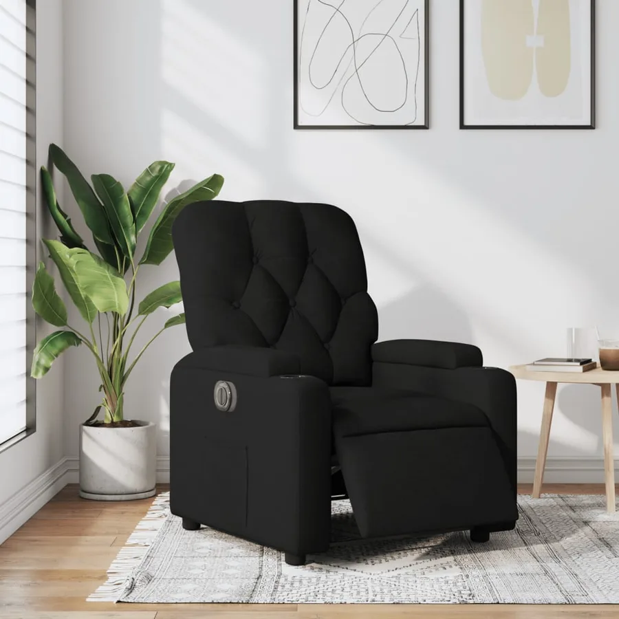 Fauteuil inclinable électrique Noir Tissu - 16
