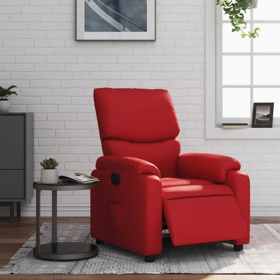 Fauteuil inclinable électrique Rouge Similicuir - 15