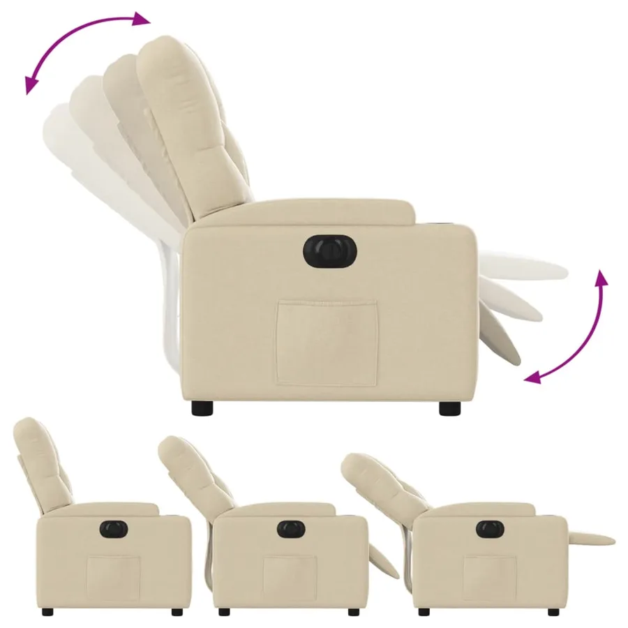 Fauteuil inclinable électrique Crème Tissu - 7