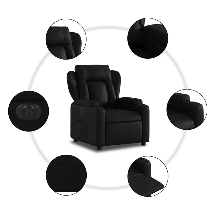 Fauteuil inclinable électrique Noir Similicuir - 8