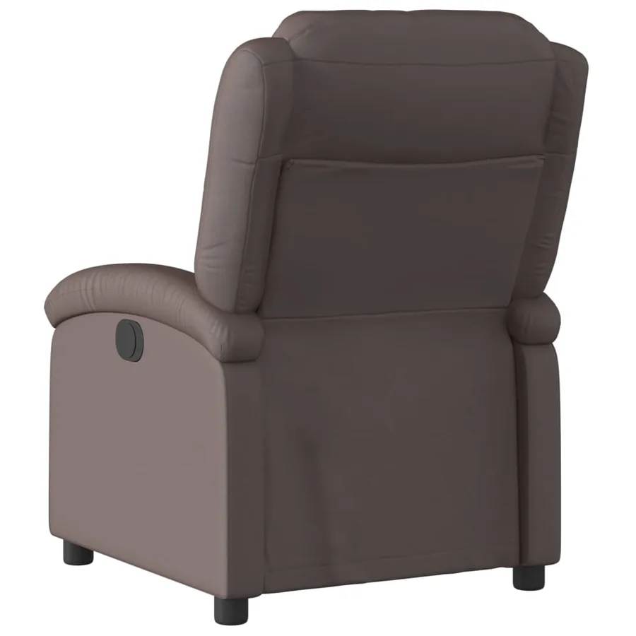Fauteuil inclinable électrique marron foncé cuir véritable - 5