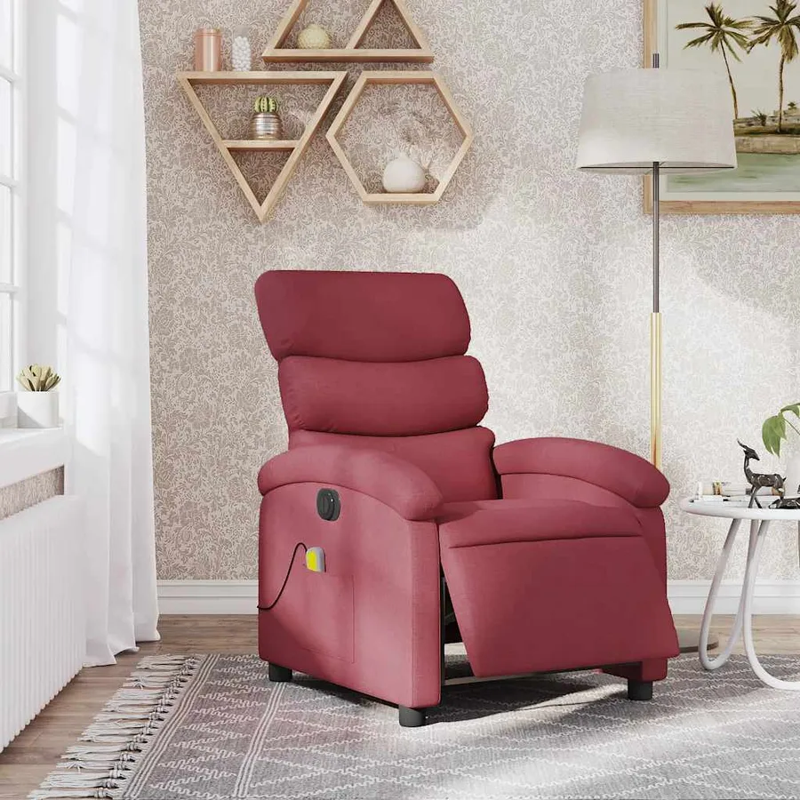 Fauteuil de massage inclinable électrique Rouge bordeaux Tissu - 16