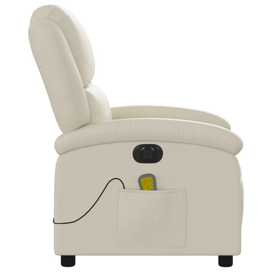 Fauteuil de massage inclinable électrique crème similicuir - 10