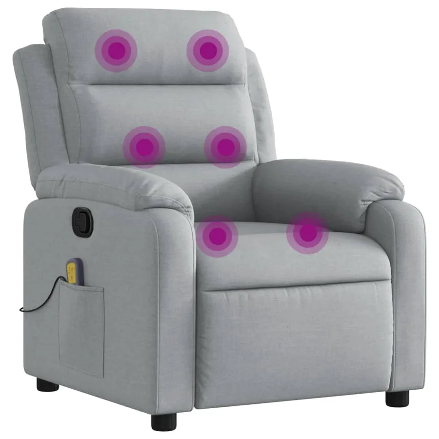 Fauteuil inclinable de massage gris clair tissu - 2