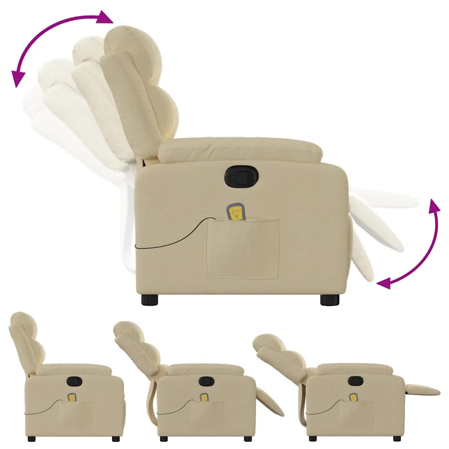 Fauteuil de massage inclinable Crème Tissu - 6
