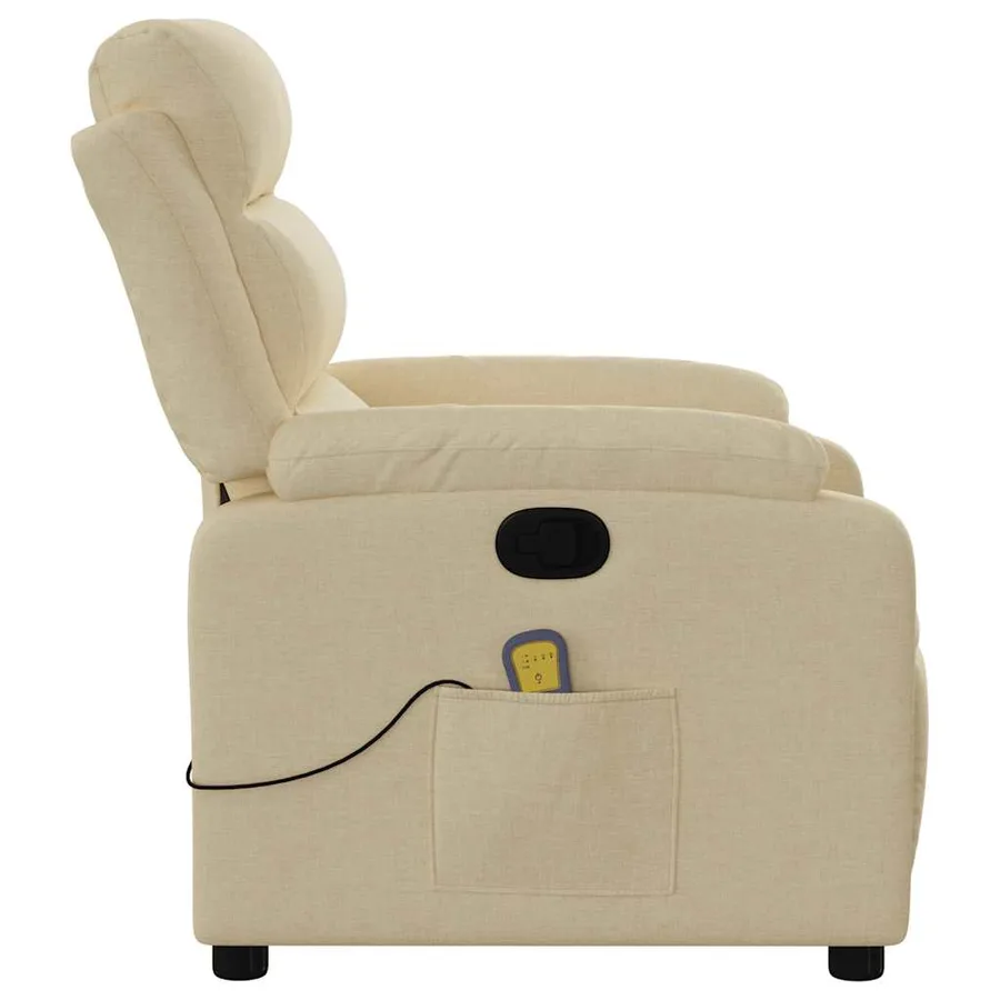 Fauteuil de massage inclinable Crème Tissu - 9