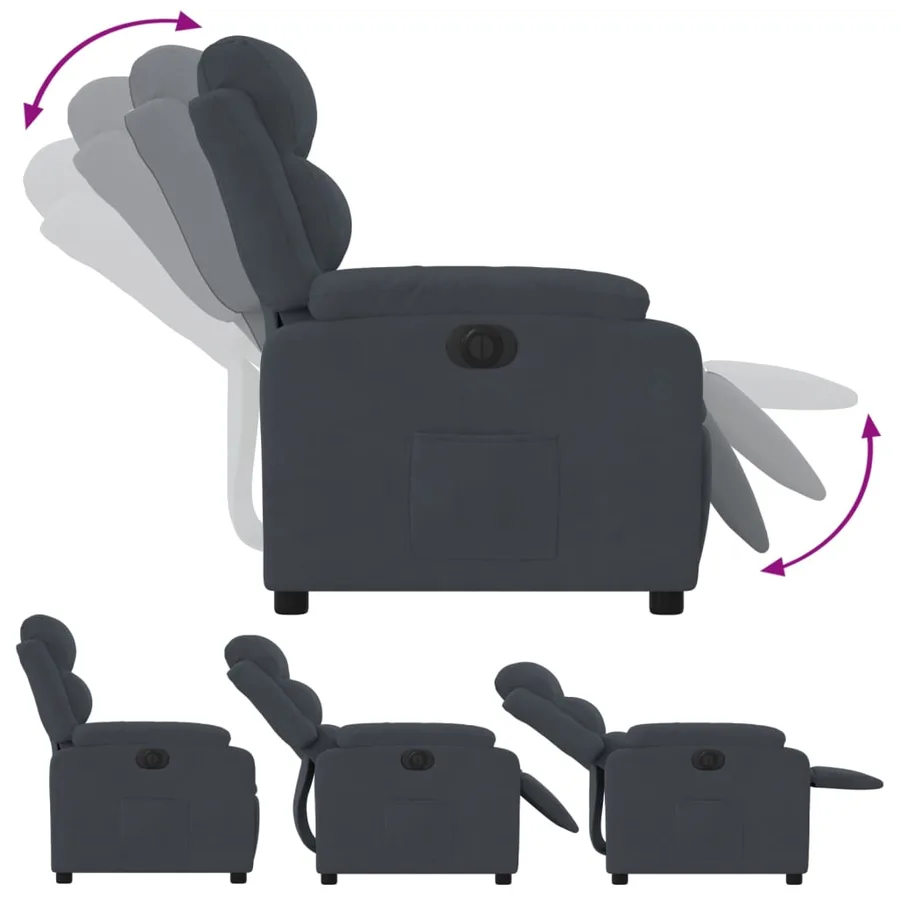 Fauteuil inclinable électrique Gris foncé Velours - 7