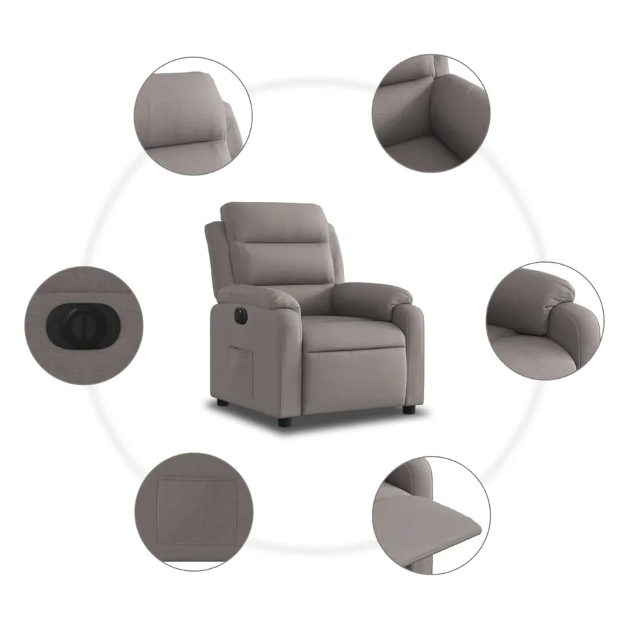 Fauteuil inclinable électrique Taupe Tissu - 8