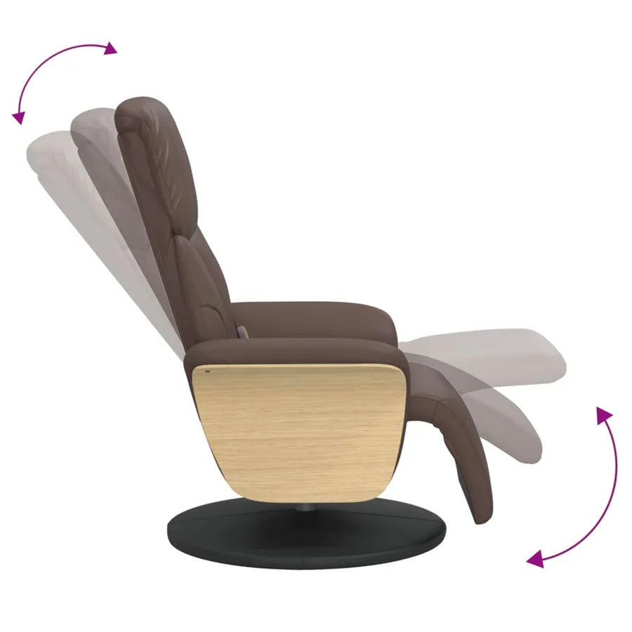Fauteuil inclinable de massage repose-pieds marron similicuir - 7