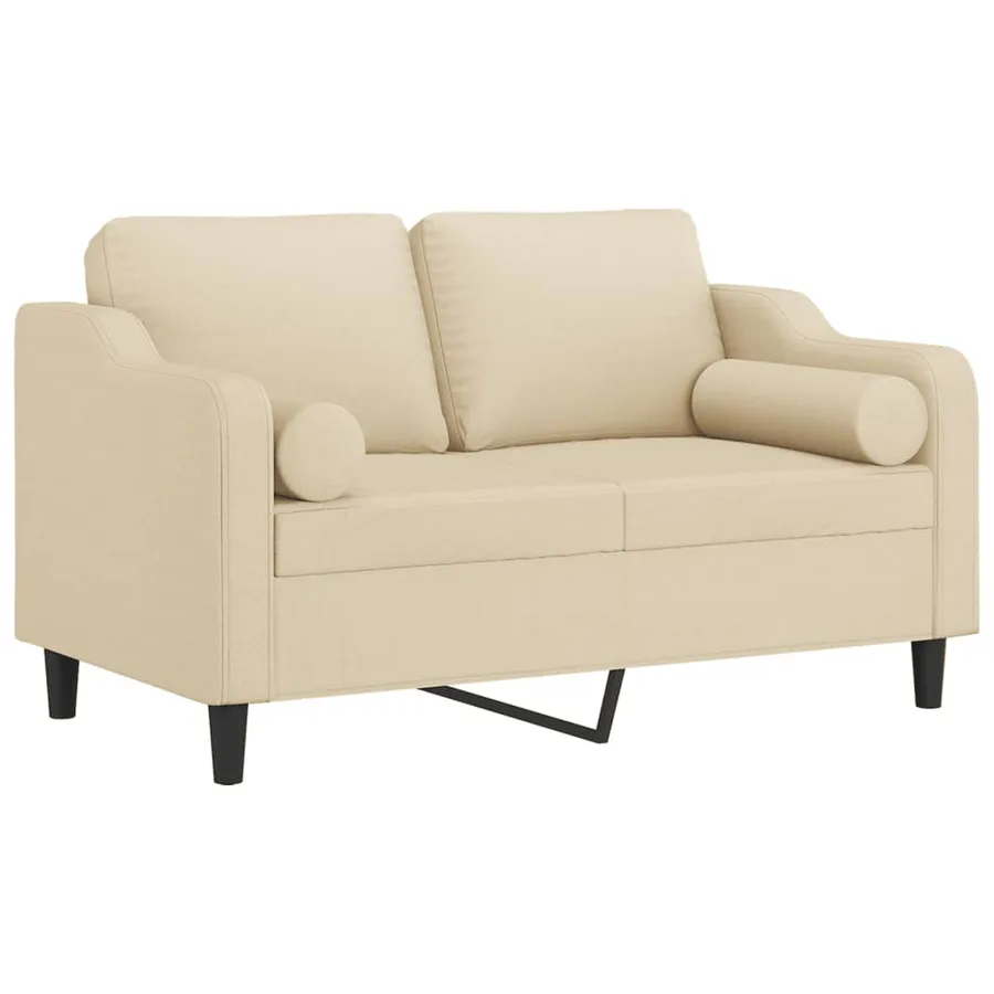 Canapé 2 places avec oreillers décoratifs crème 120 cm tissu - 3