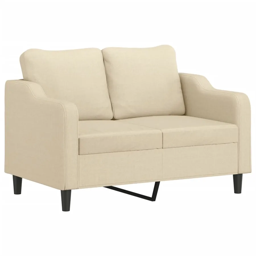 Canapé 2 places avec oreillers décoratifs crème 120 cm tissu - 4