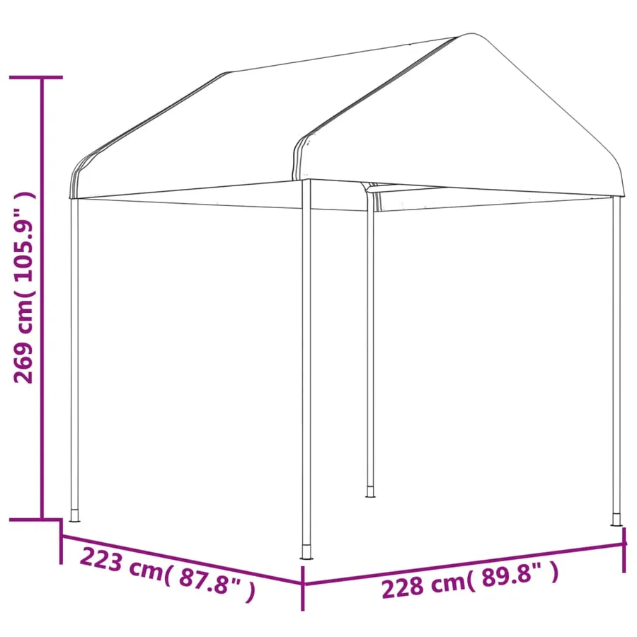 Belvédère avec toit blanc 2,28x2,23x2,69 m polyéthylène - 4
