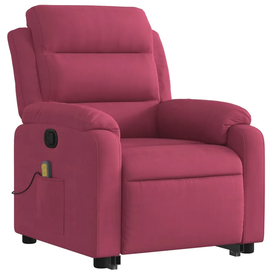 Fauteuil de massage inclinable Rouge bordeaux Velours - 3