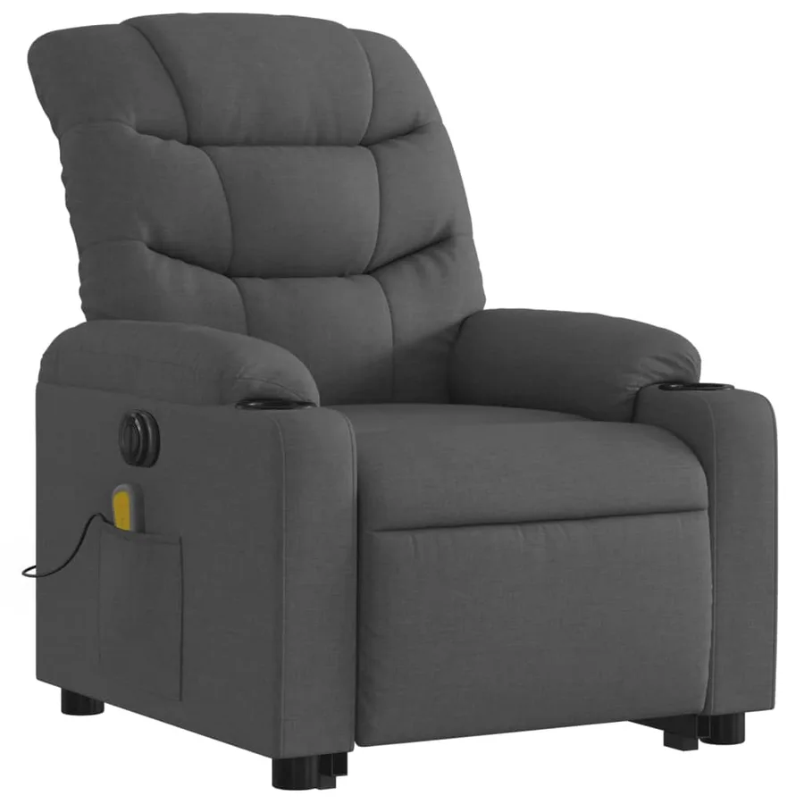 Fauteuil inclinable de massage électrique Gris foncé Tissu - 4