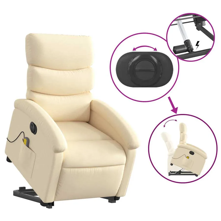 Fauteuil inclinable de massage électrique Crème Tissu - 11