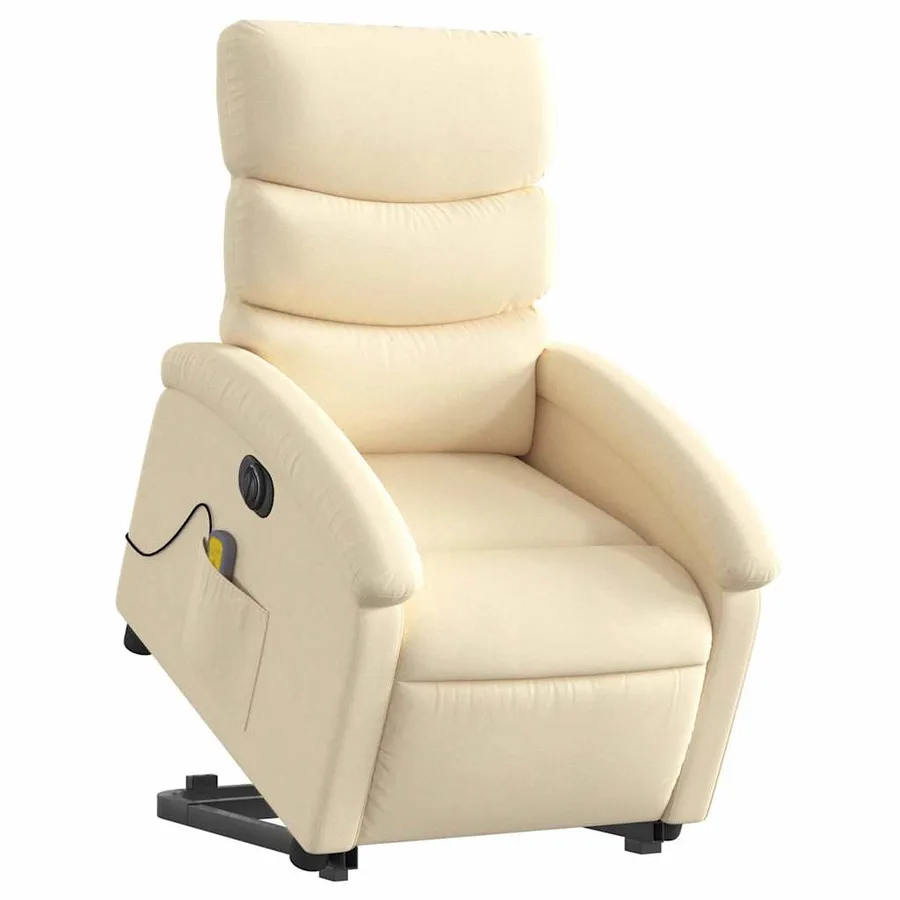 Fauteuil inclinable de massage électrique Crème Tissu - 3