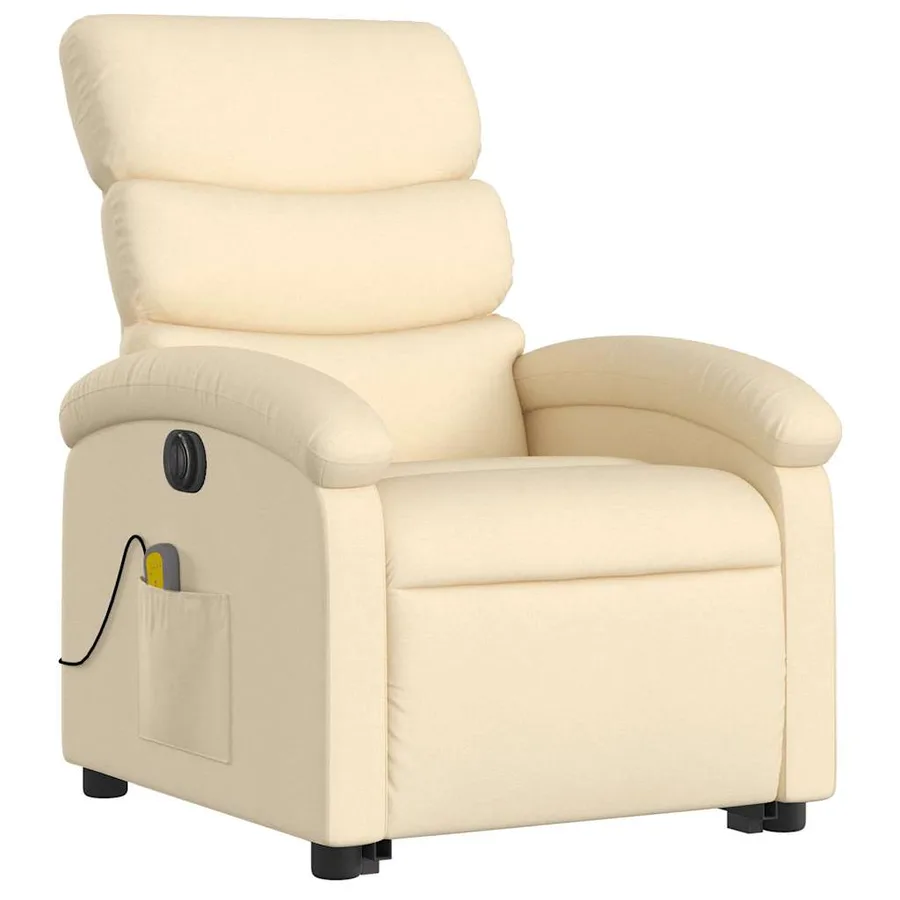Fauteuil inclinable de massage électrique Crème Tissu - 4