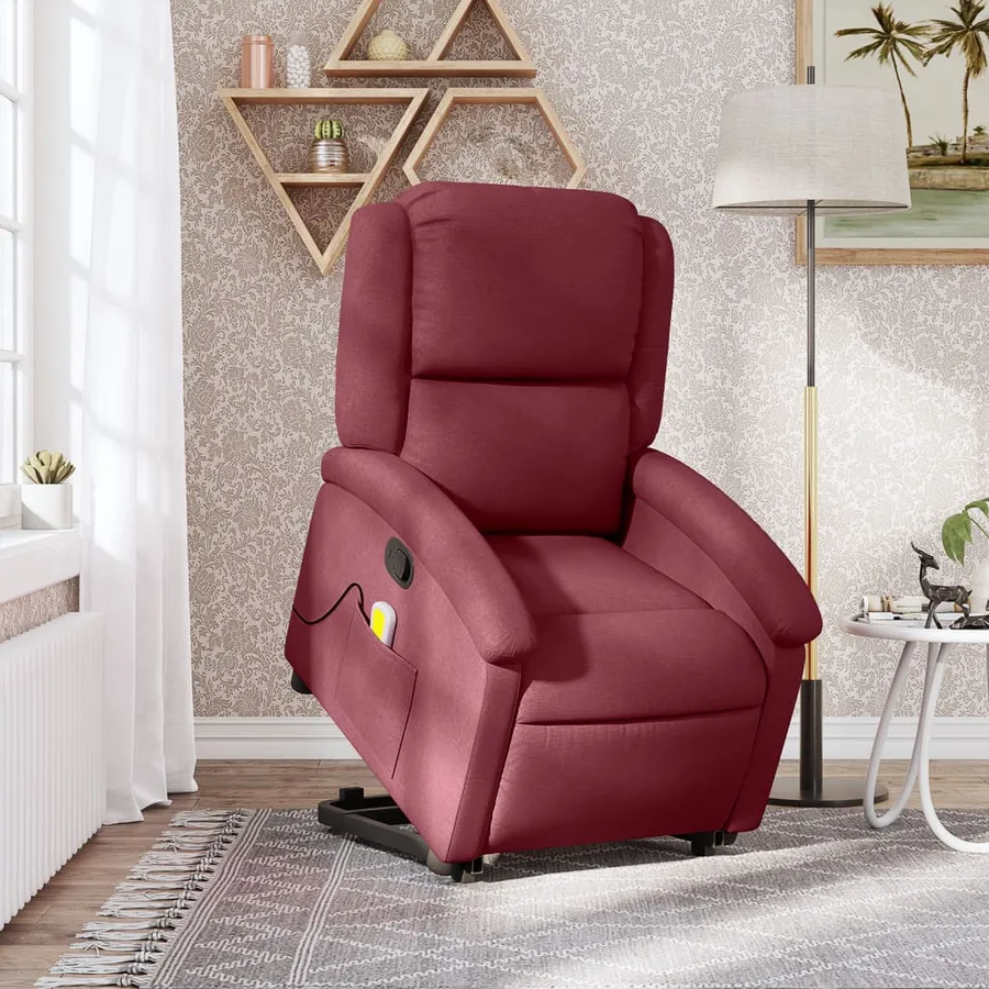 Fauteuil inclinable de massage Rouge bordeaux Tissu - 15