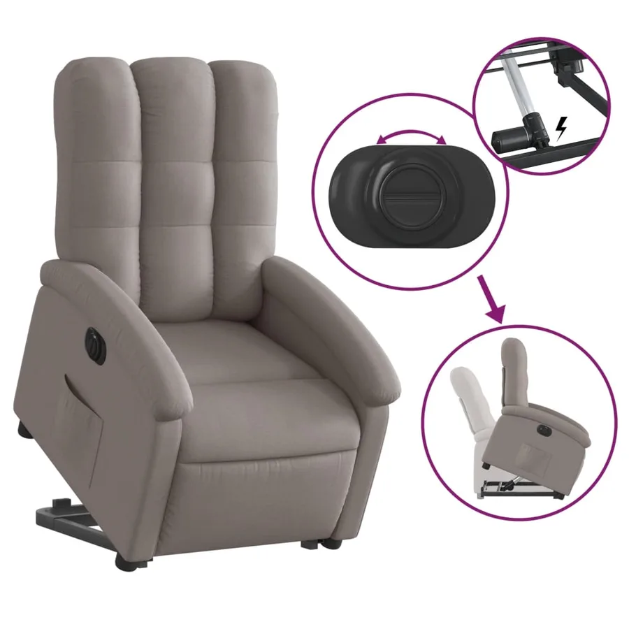 Fauteuil inclinable électrique taupe tissu - 6