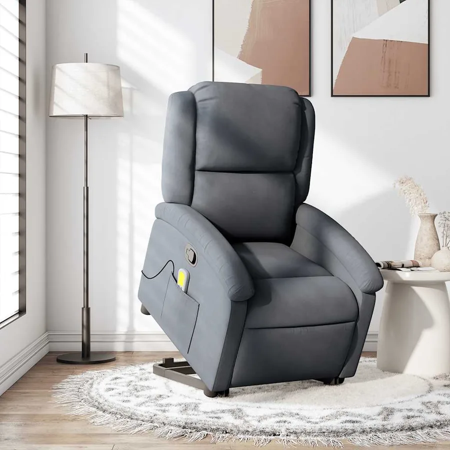 Fauteuil de massage inclinable Gris foncé Velours - 15