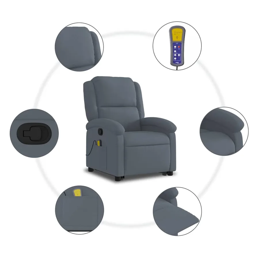 Fauteuil de massage inclinable Gris foncé Velours - 8
