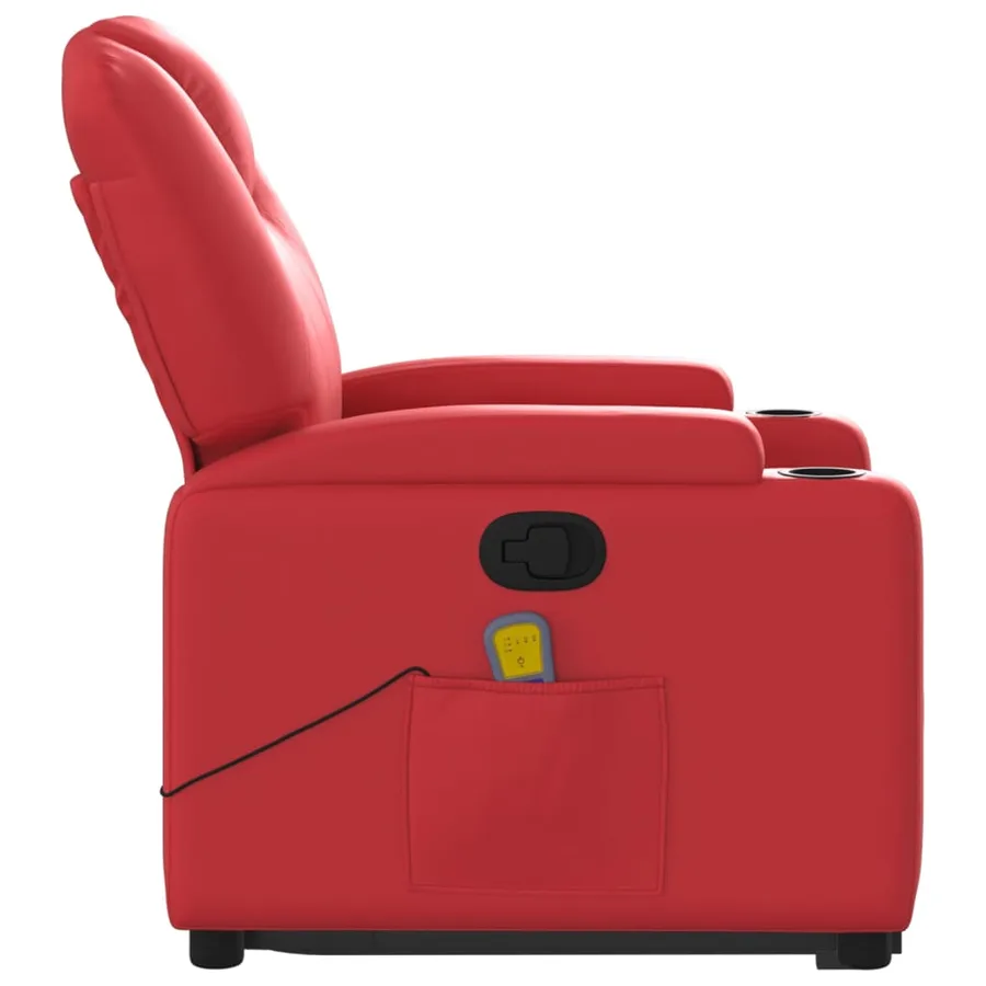 Fauteuil inclinable de massage Rouge Similicuir - 10