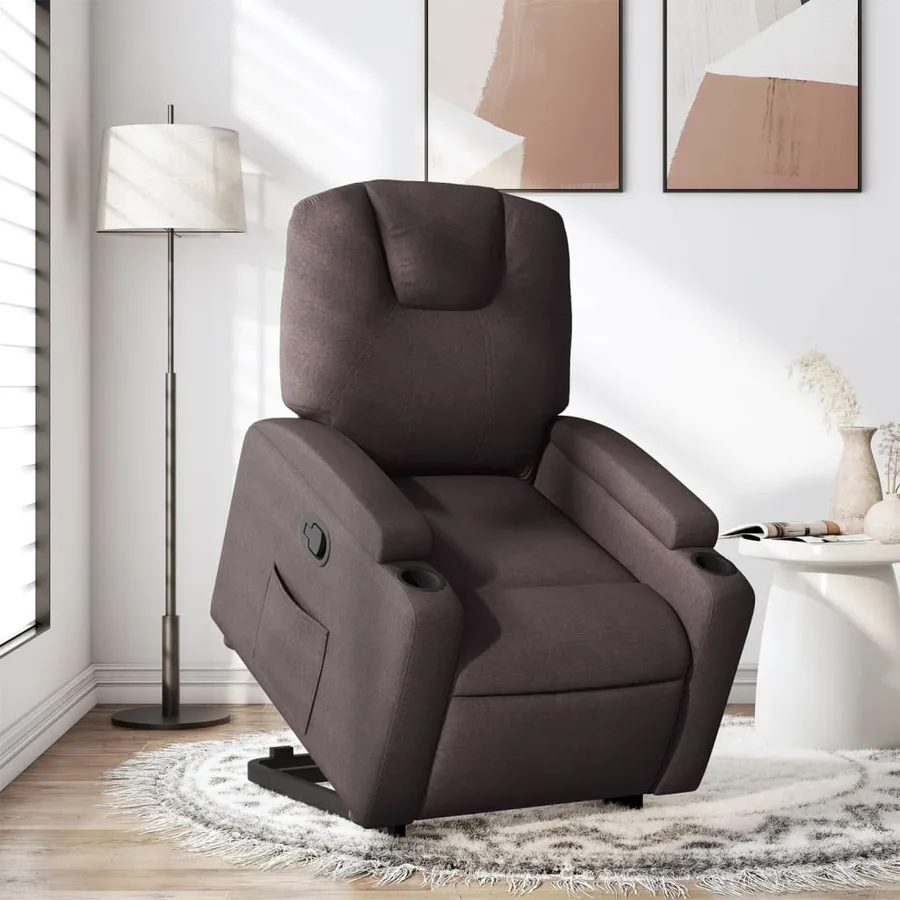 Fauteuil inclinable marron foncé tissu - 15
