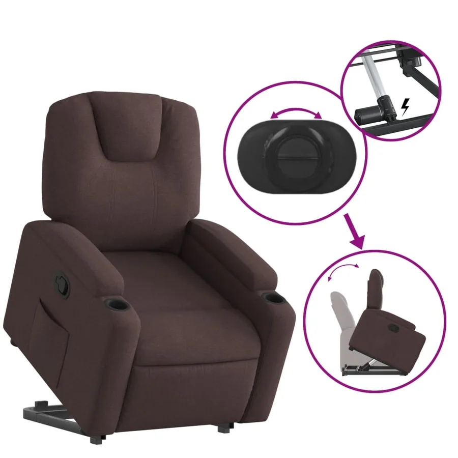 Fauteuil inclinable marron foncé tissu - 6