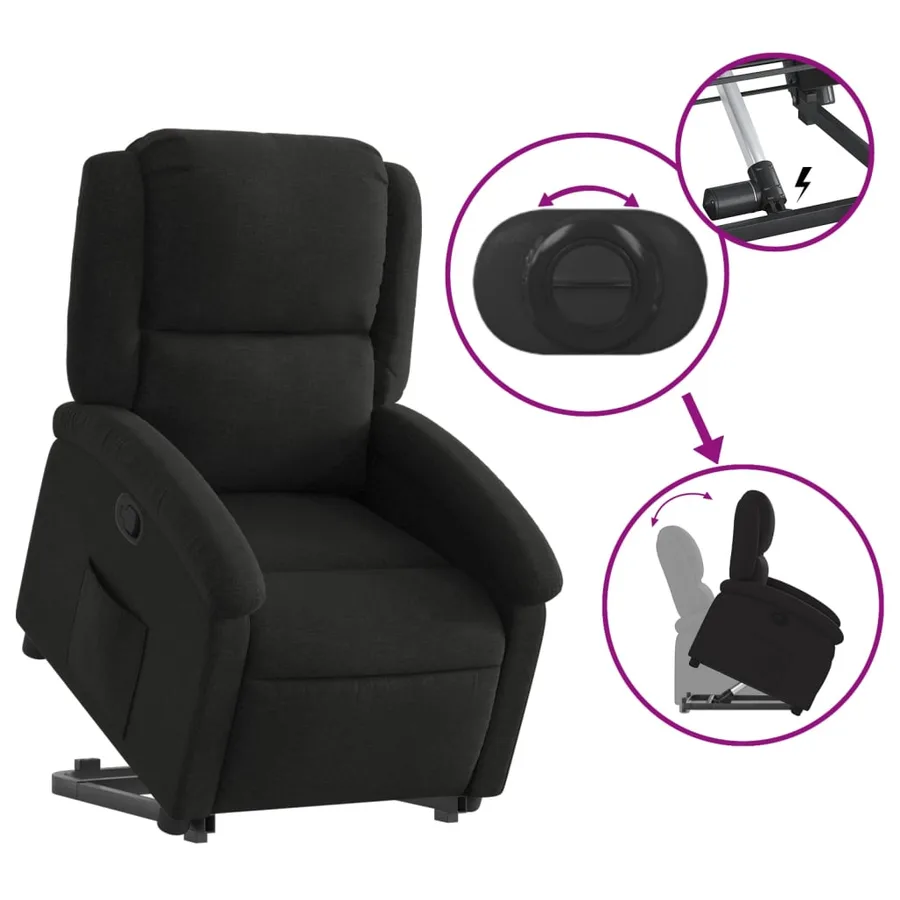 Fauteuil inclinable noir tissu - 6