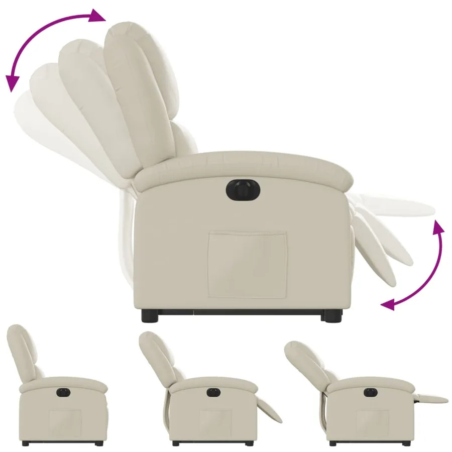 Fauteuil inclinable électrique crème similicuir - 7