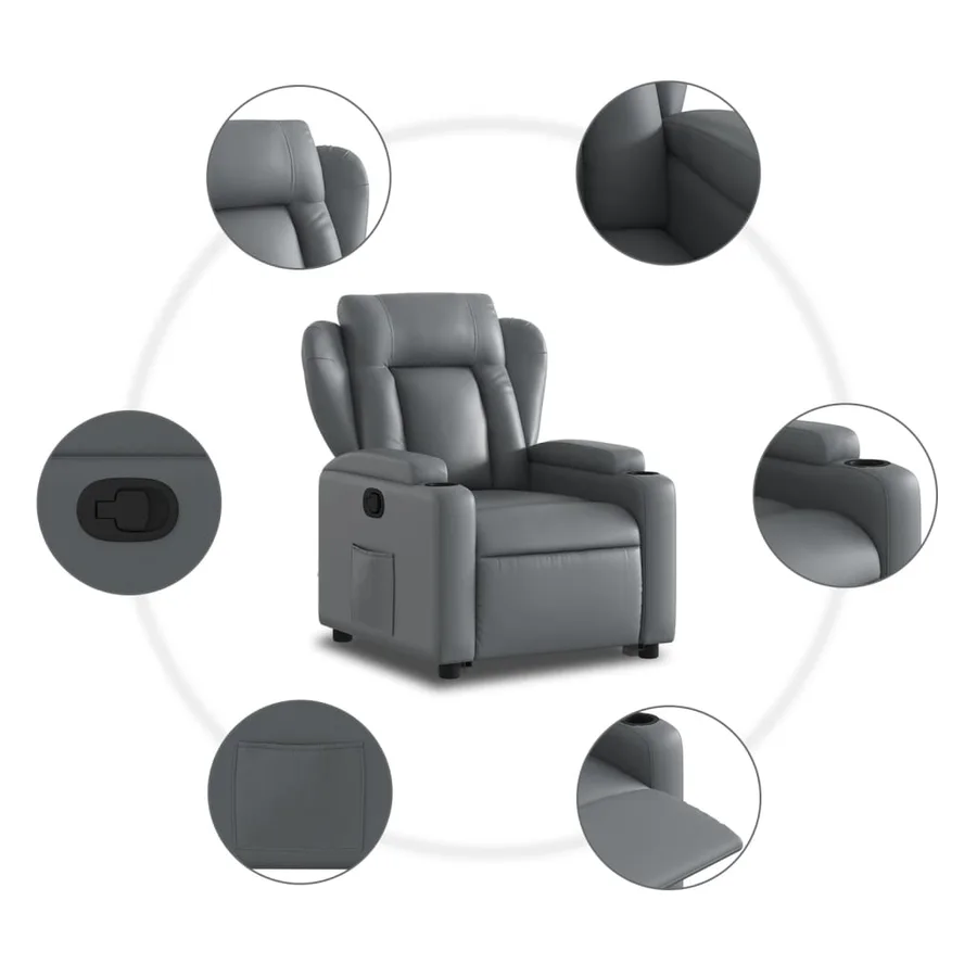 Fauteuil inclinable Gris Similicuir - 8