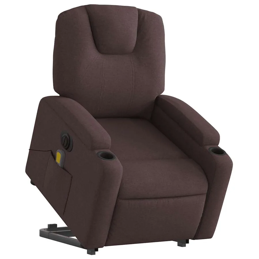 Fauteuil inclinable de massage électrique Marron foncé Tissu - 3