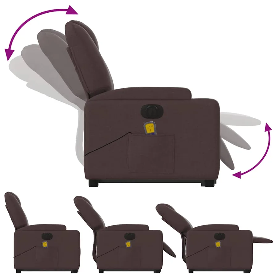 Fauteuil inclinable de massage électrique Marron foncé Tissu - 7