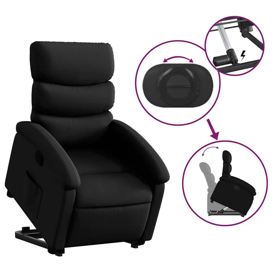 Fauteuil inclinable Noir Similicuir - 6