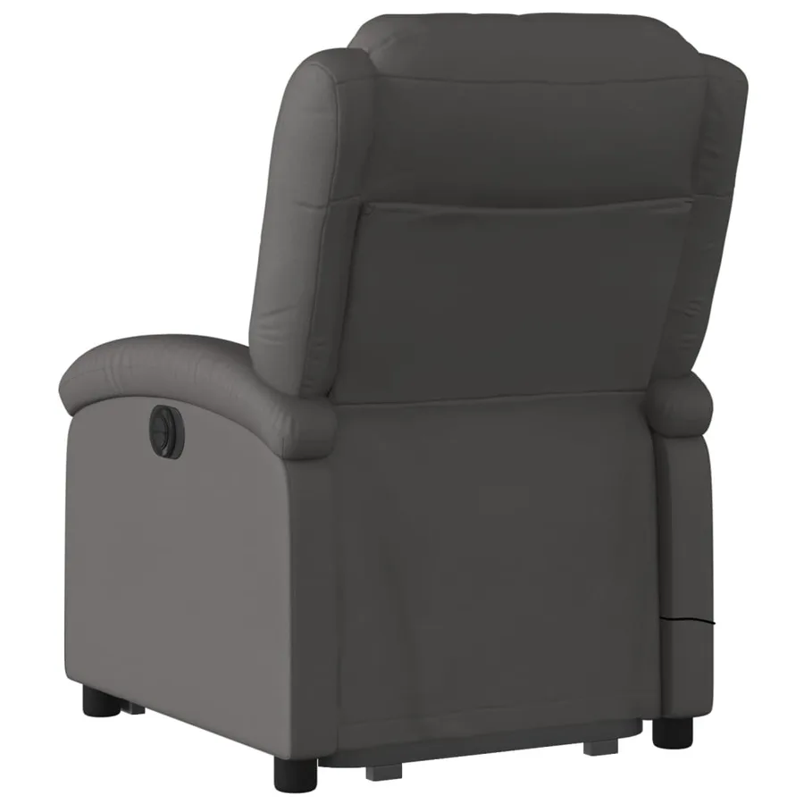Fauteuil inclinable de massage gris cuir véritable - 5
