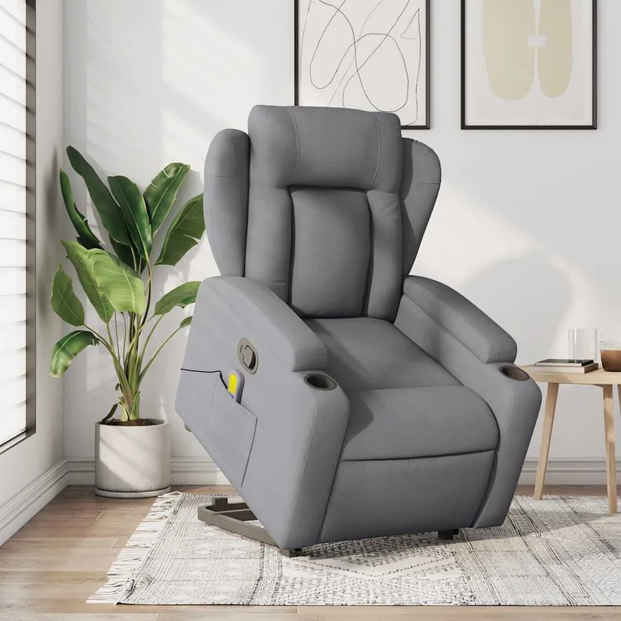 Fauteuil de massage inclinable Gris clair Tissu - 15