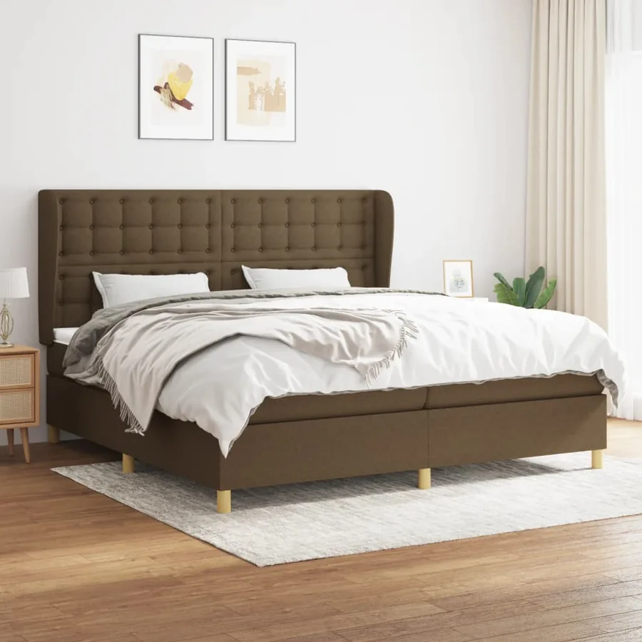 Sommier à lattes de lit avec matelas Marron foncé 200x200 cm