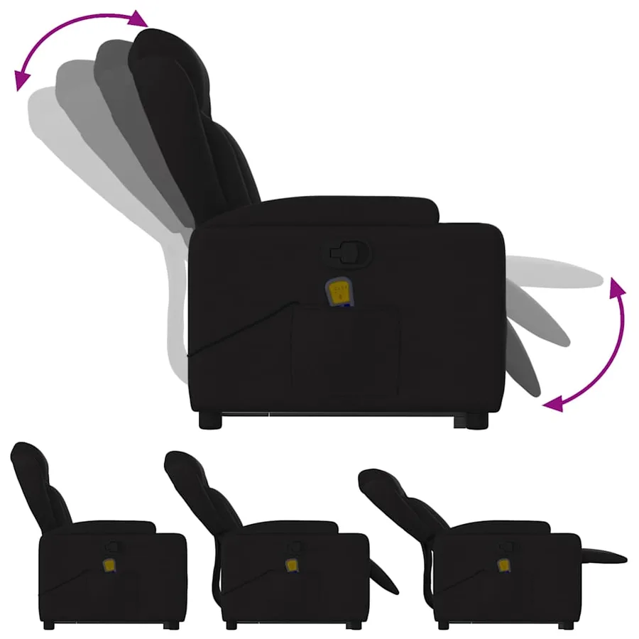 Fauteuil de massage inclinable Noir Tissu - 7